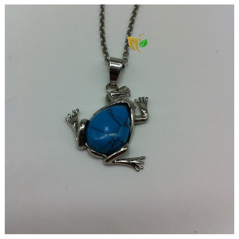 Turquoise Stone Frog Pendant