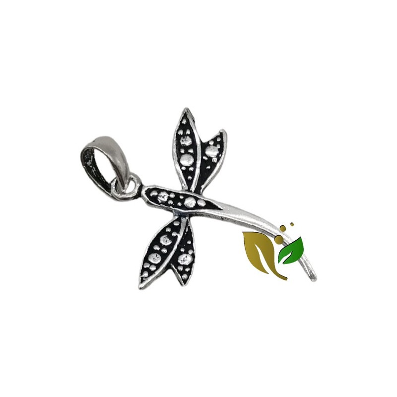 colgante, plata, libélula.