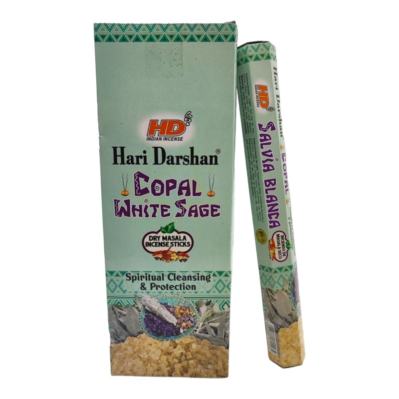 Incienso Hari Darshan Copal - Salvia Blanca (Premium Masala) [15 varitas] —  Inciensos MX